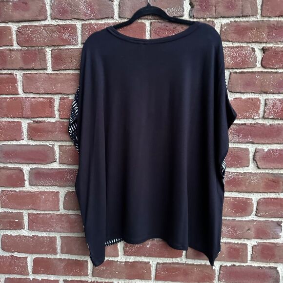Rafaella Dolman Sleeve Printed Top black white plus size 3X NEW - Picture 3 of 7